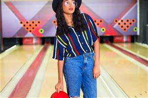Woman ready for bowling